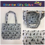 Medium Tote Bag - Cats Blue